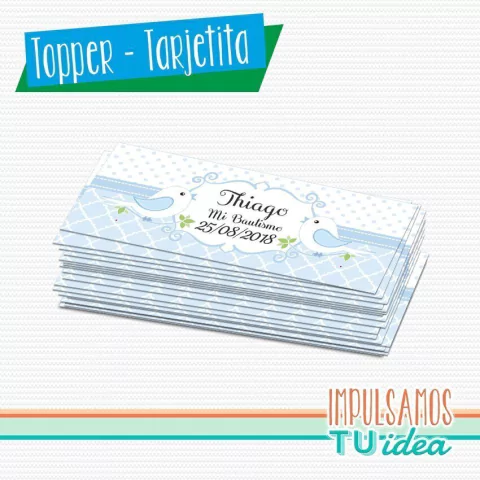 Tarjetita souvenir bautismo con pajarito imprimible