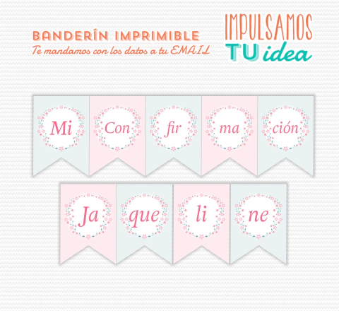 Comunión nena Romina, banderín comunión imprimible