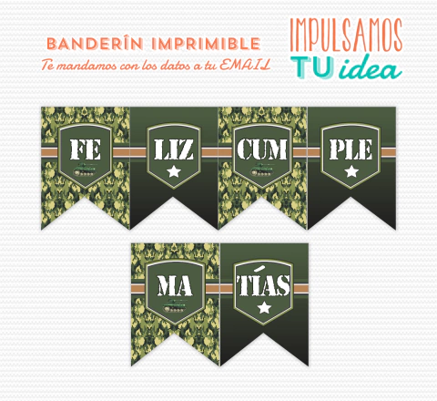 Cumple camuflado, banderín camuflado imprimible