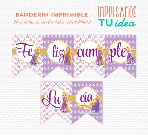 Rapunzel - Banderín rapunzel para imprimir