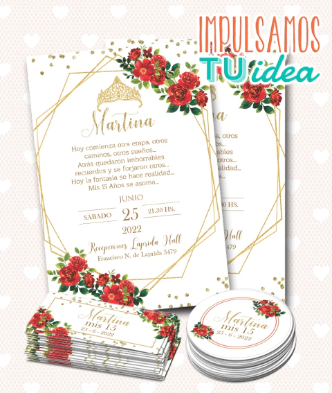 Diseño De Invitación Cumple De 15 con coronita martina para imprimir