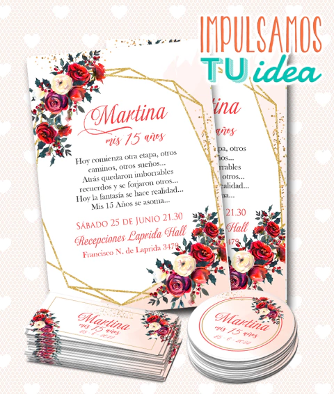 Diseño De Invitación Cumple De 15 flores Martina Para Imprimir