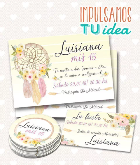 Invitación de 15 atrapasueños, personal y topper para IMPRIMIR - comprar online
