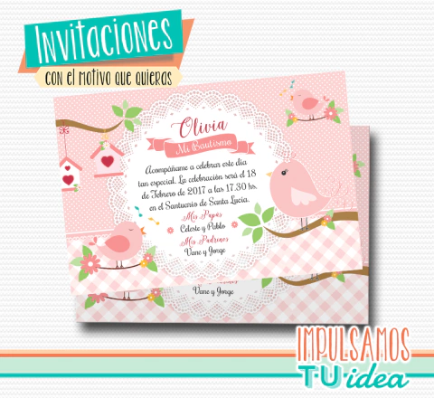 Tarjeta con pajarito, invitación con pajarito imprimible