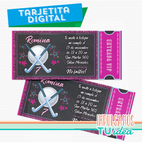 Cumple hockey, invitación hockey digital - comprar online