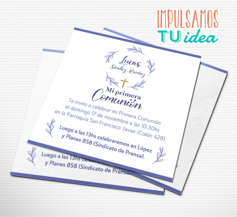 Invitación comunión varón Lucas imprimible