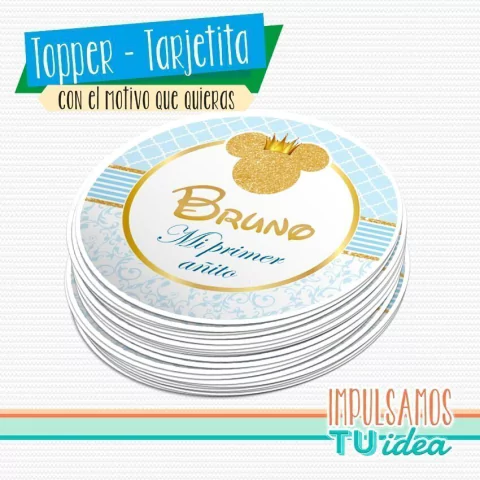 Cumple mickey, tarjetita souvenir mickey con dorado imprimible - buy online