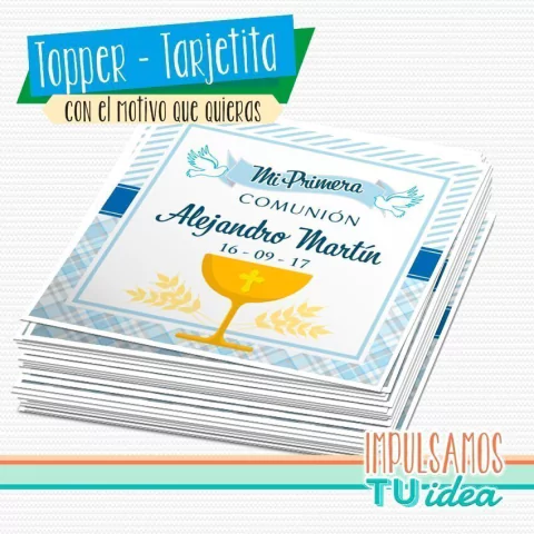Tarjetita souvenir comunión varón para imprimir