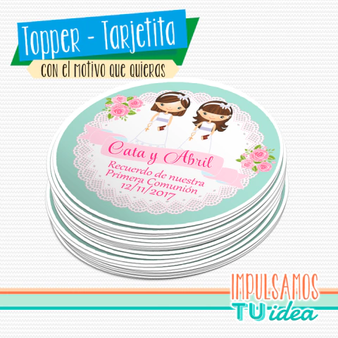 Comunión Nena, tarjetita souvenir comunión mellizas IMPRIMIR