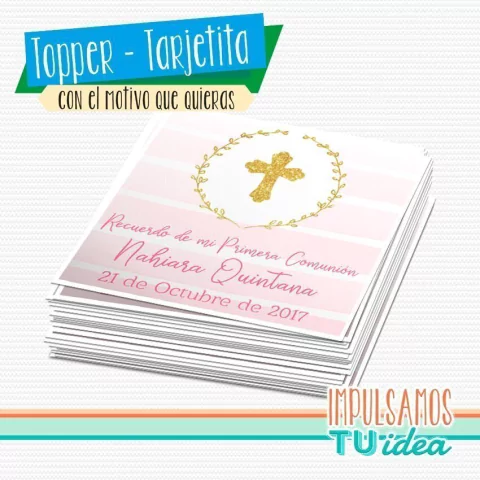 Comunión nena tarjetita souvenir con cruz IMPRIMIBLE