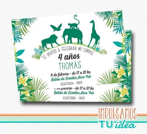 Cumple animales de la selva, tarjeta animales IMPRIMIBLE