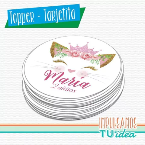 Cumple gatita, tarjetita souvenir gatita imprimible