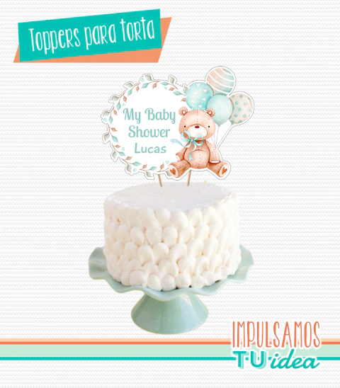 Baby Shower Varón, Bautismo topper para torta baby shower imprimible