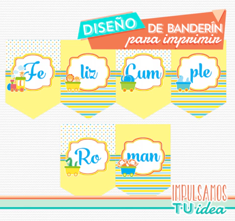 Cumple trencito, banderín trencito imprimible
