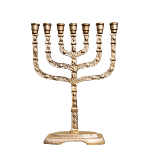 Menorah Candelabro Artesanal em Alumínio banho esmaltado dourado - comprar online