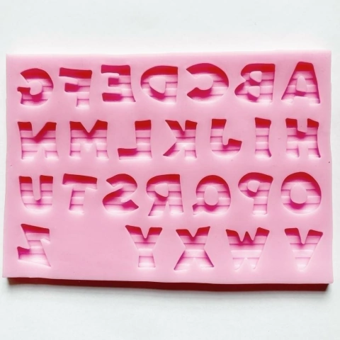 MOLDE DE SILICONA ABECEDARIO RAYADO