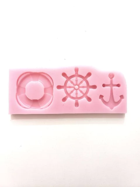 MOLDE DE SILICONA NAUTICO, TIMÓN, ANCLA, SALVAVIDAS