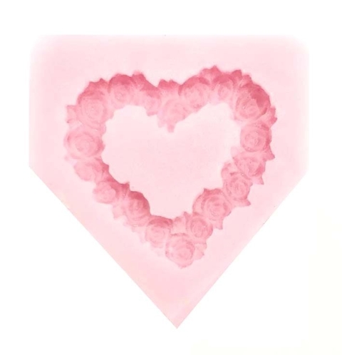 MOLDE DE SILICONA CORAZON DE FLORES