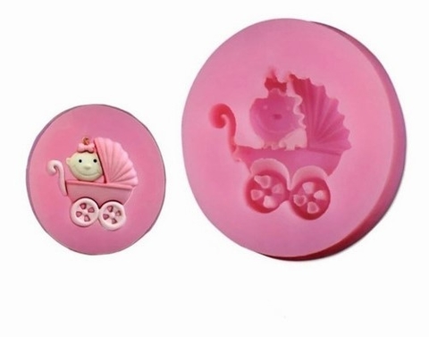 MOLDE DE SILICONA 3D COCHECITO DE BEBE MINI