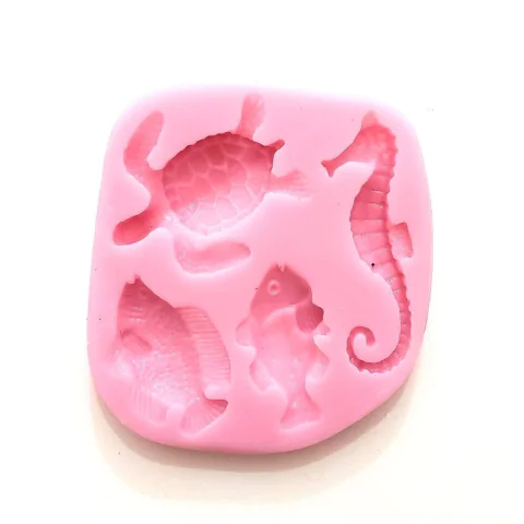 MOLDE DE SILICONA MAR, TORTUGA, HIPOCAMPO , PECES