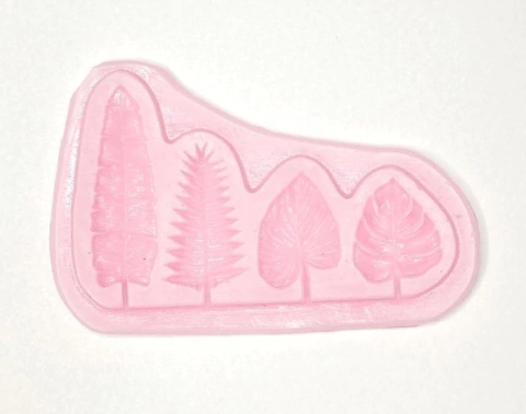 MOLDE DE SILICONA HOJAS TROPICALES X 4