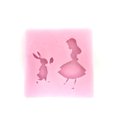 MOLDE DE SILICONA ALICIA Y CONEJO
