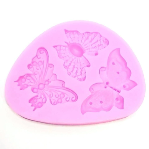 MOLDE DE SILICONA MARIPOSAS DECORADAS X 3