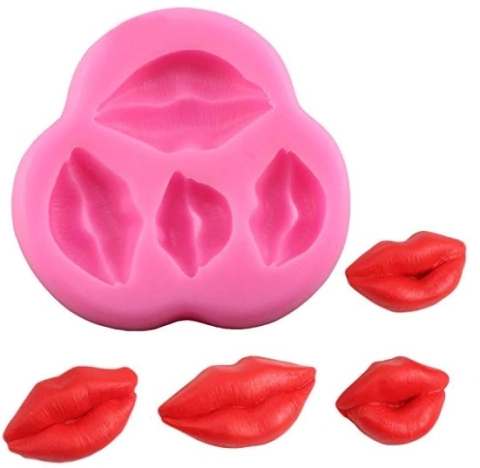 MOLDE DE SILICONA BESOS / BOCAS / LABIOS X 4