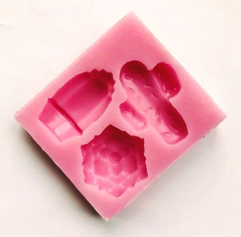 MOLDE DE SILICONA CACTUS X 2 Y FLOR