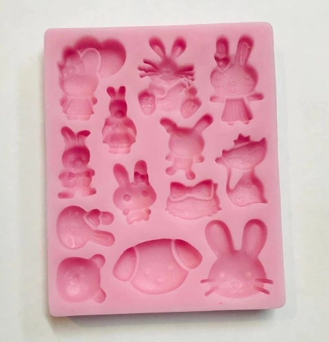 MOLDE DE SILICONA MINI CONEJOS Y ANIMALES