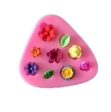 MOLDE DE SILICONA FLORES X 7 Y HOJAS X 2