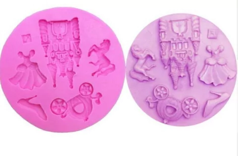 MOLDE DE SILICONA PRINCESAS, CARRUAJE, VESTIDO, CASTILLO