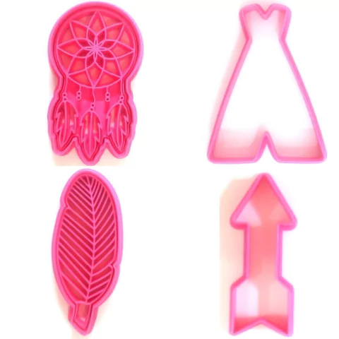 SET X 4 CORTANTES BOHO CHIC CARPA/ ATRAPASUEÑOS PLUMA Y FLECHA