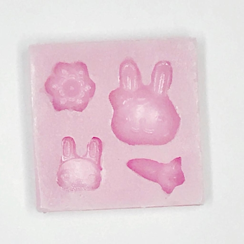 MOLDE DE SILICONA CONEJOS X 2 Y ZANAHORIA