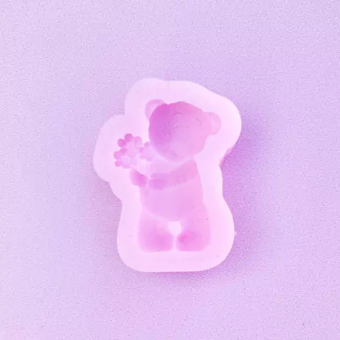 MOLDE SILICONA OSO PELUCHE CON FLORES