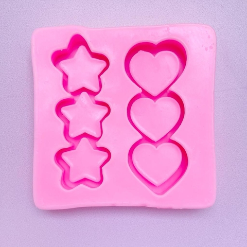 MOLDE DE SILICONA CORAZONES Y ESTRELLAS
