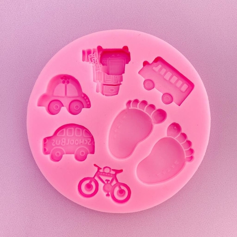 MOLDE DE SILICONA BABY SHOWER TRANSPORTES