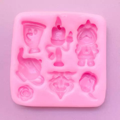 MOLDE DE SILICONA SET LA BELLA Y LA BESTIA