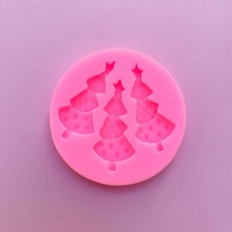 MOLDE DE SILICONA PINO NAVIDAD x 3