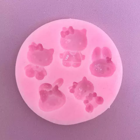 MOLDE DE SILICONA HELLO KITTY X 5