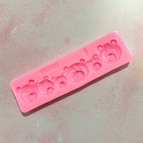 MOLDE SILICONA CARAS OSOS X6 RECTANGULAR
