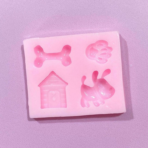 MOLDE DE SILICONA PERRO, CHUCHA, HUESO Y HUELLA