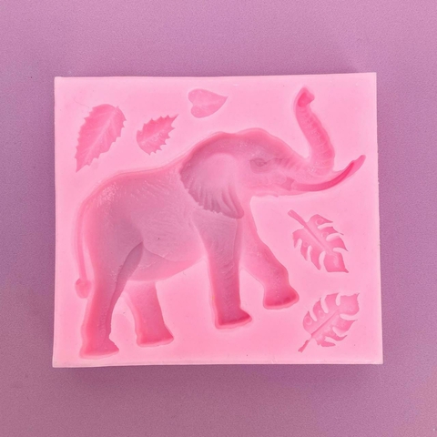 MOLDE DE SILICONA ELEFANTE XL CON HOJAS