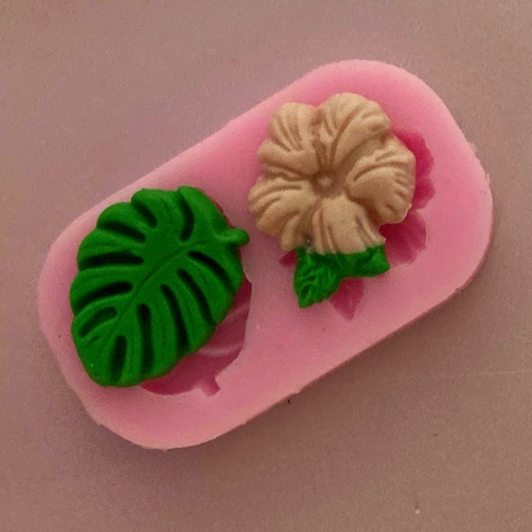 MOLDE DE SILICONA FLOR Y HOJA TROPICAL - comprar online