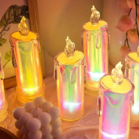 Caja de Velitas largas Iridiscentes Led x 2