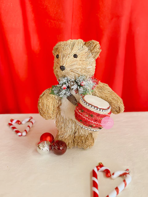Osito Navideño con tambor 26 cm
