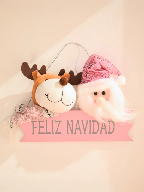 Colgante rosa Santa y Rudolph - comprar online