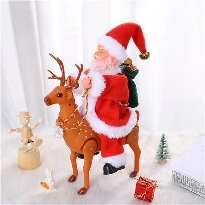 Adorno Rudolph con Santa sonido y movimiento