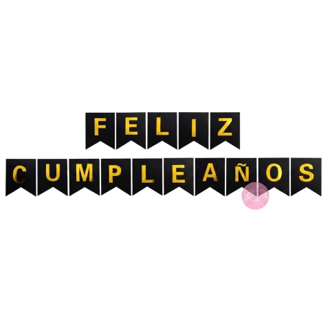 Banderin XL Feliz Cumpleaños Negro