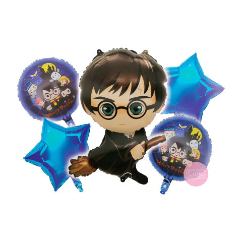Set de 5 globos Harry Potter estrellas azules